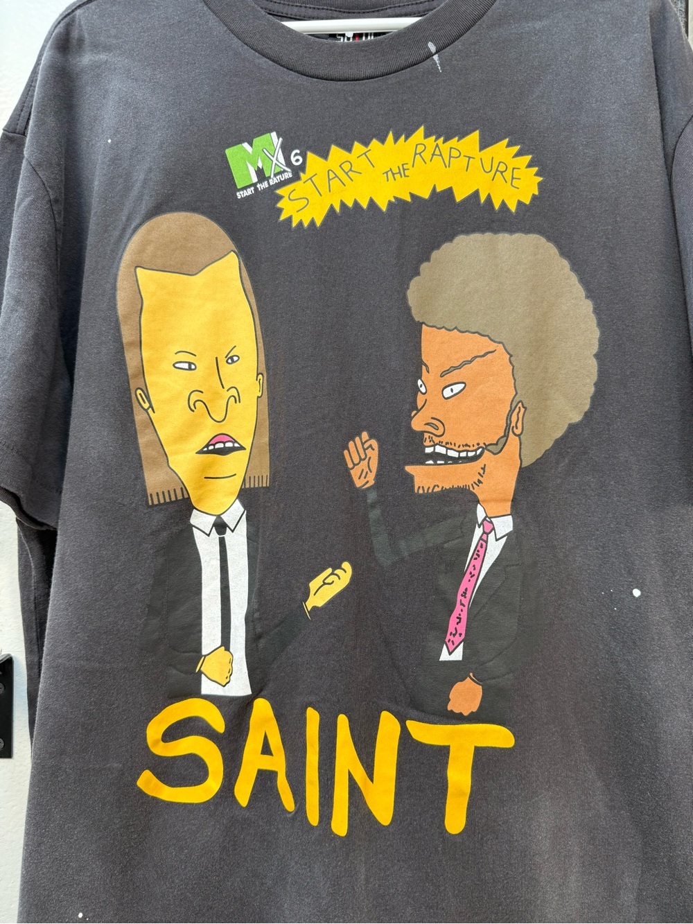 Saint Pulp fiction Graphic Black Men's T‑Shirt - Cartoon Print - Picture 2 of 6